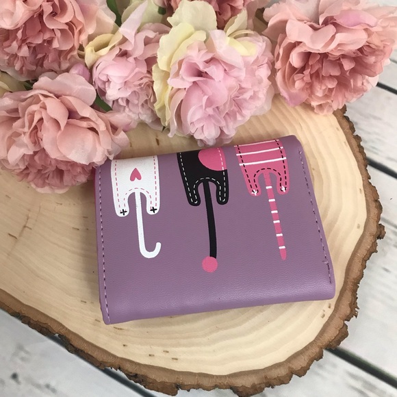 Vegan Leather Lavender Cat Wallet - Picture 3 of 6
